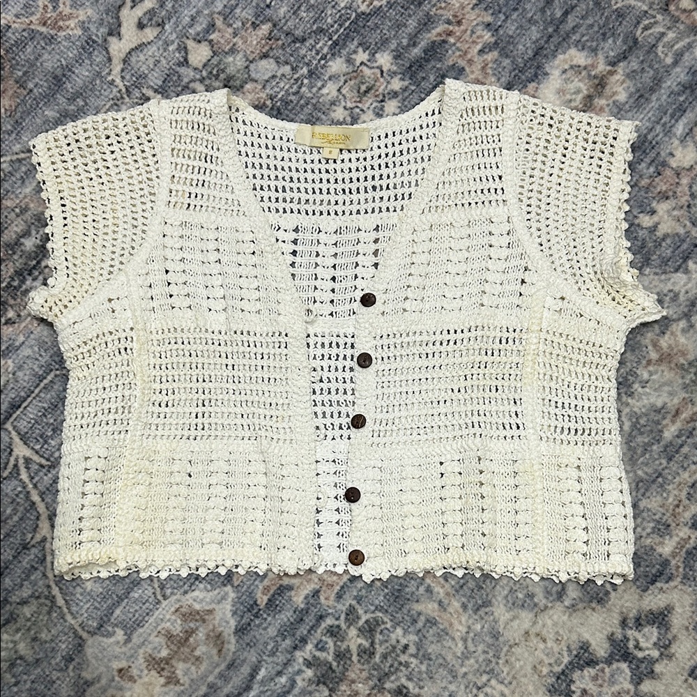 Rebellion Ivory Crochet Knit Top